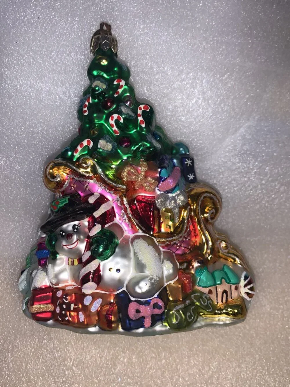 VINTAGE CHRISTOPHER RADKO CHRISTMAS TREE GLASS ORNAMENT Trim a Tree-O Sleigh